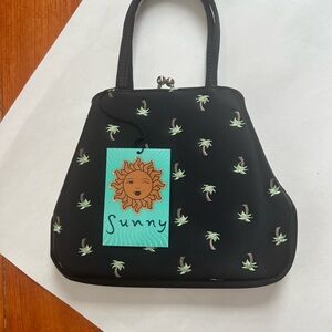 House of Sunny Black Palm Tree Shoulder Bag